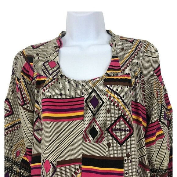 Julie Brown Multi-Color Geometric Print Blouse - Picture 3 of 5